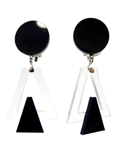 Boucles clips Triangle noir et transparent FORMESPAZIO